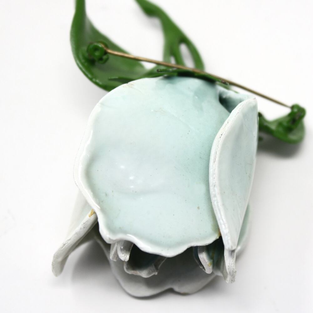Vintage Enamel Flower Bud Pin 3” Long Blue and Green Floral Brooch – Hey Viv - Picture 5 of 7